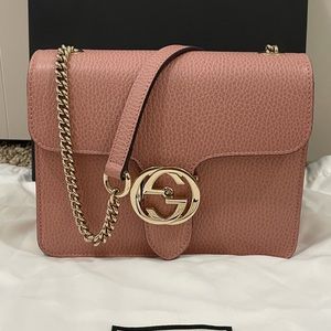 Gucci Pink Calfskin Small Interlocking G Crossbody